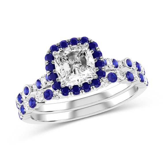 Cushion-Cut Diamond Bridal Set in 10K White Gold