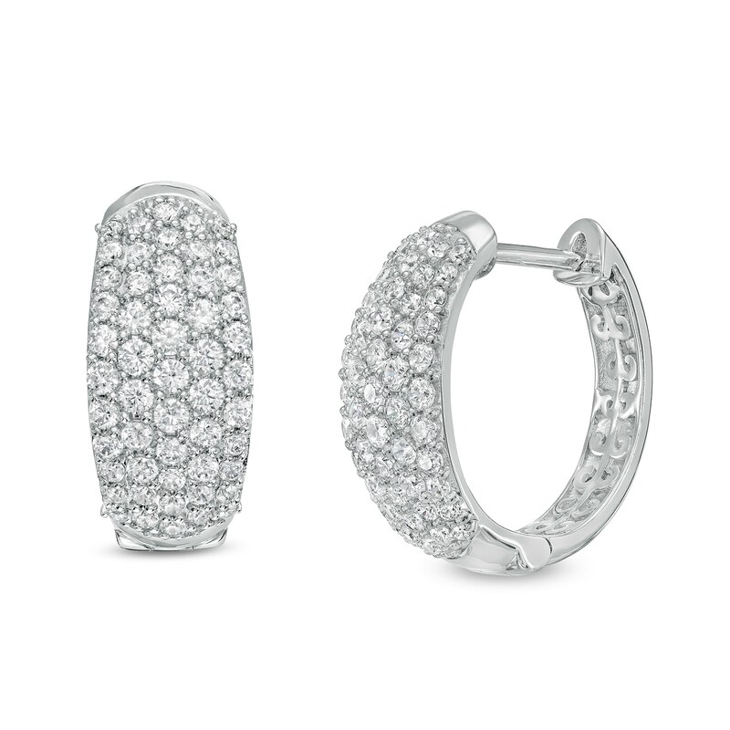 Main Image 1 of 2 CT. T.W. Certified Lab-Grown Multi-Diamond Hoop Earrings in 14K White Gold (F/SI2)