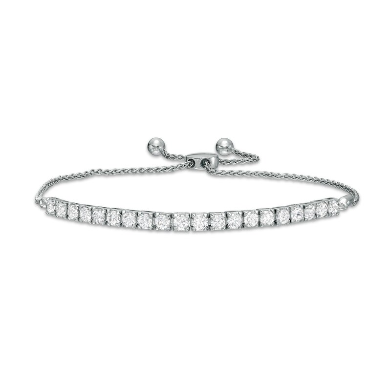 Main Image 1 of 2 CT. T.W. Certified Lab-Grown Diamond Bar Bolo Bracelet in 14K White Gold (F/SI2) – 9.5"