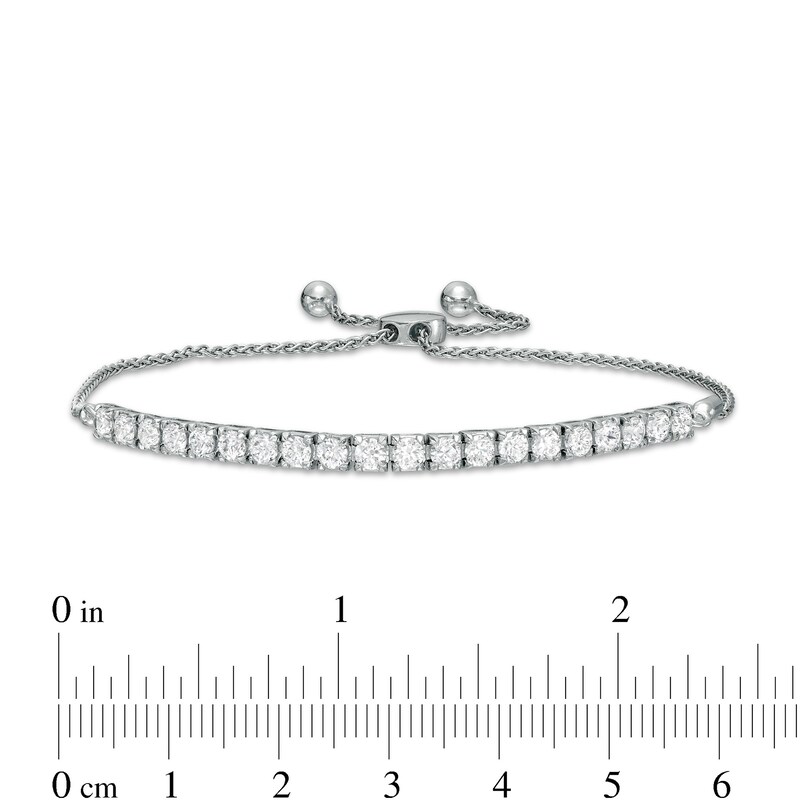 Main Image 3 of 2 CT. T.W. Certified Lab-Grown Diamond Bar Bolo Bracelet in 14K White Gold (F/SI2) – 9.5"