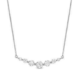 1 CT. T.W. Certified Lab-Created Diamond Graduated Necklace in 14K White Gold (F/SI2)