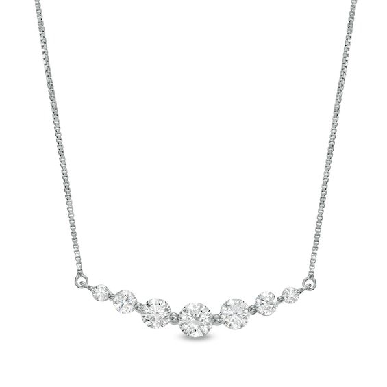 1 CT. T.w. Certified Lab-Created Diamond Graduated Necklace in 14K White Gold (F/Si2)