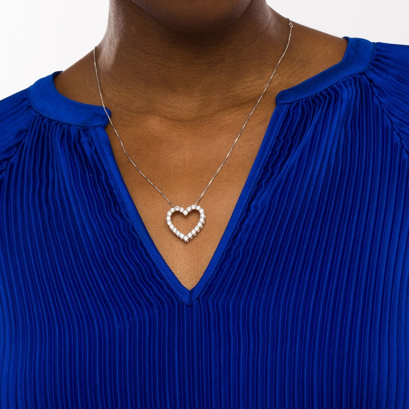 Main Image 2 of 2 CT. T.W. Certified Lab-Created Diamond Heart Necklace in 14K White Gold (F/SI2)