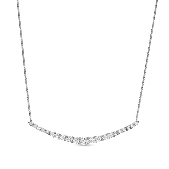 1 CT. T.w. Certified Lab-Grown Diamond Graduated Curved Necklace in 14K White Gold (F/Si2)