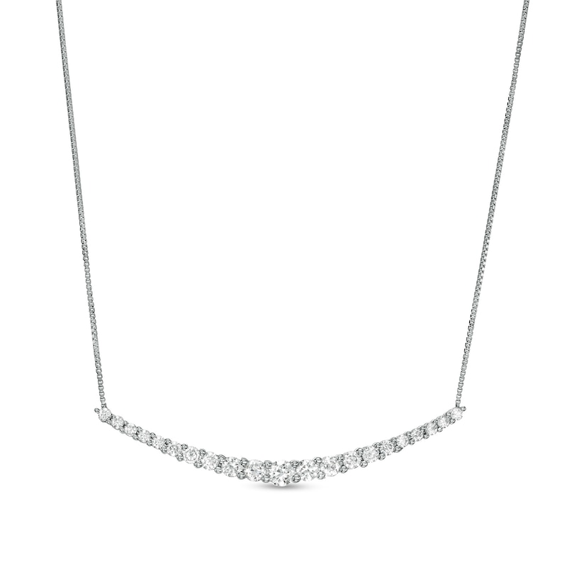 1 CT. T.W. Certified Lab-Created Diamond Graduated Curved Necklace in 14K White Gold (F/SI2)