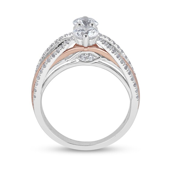 1-1/3 CT. T.w. Diamond Crossover Split Shank Engagement Ring in 14K Two-Tone Gold