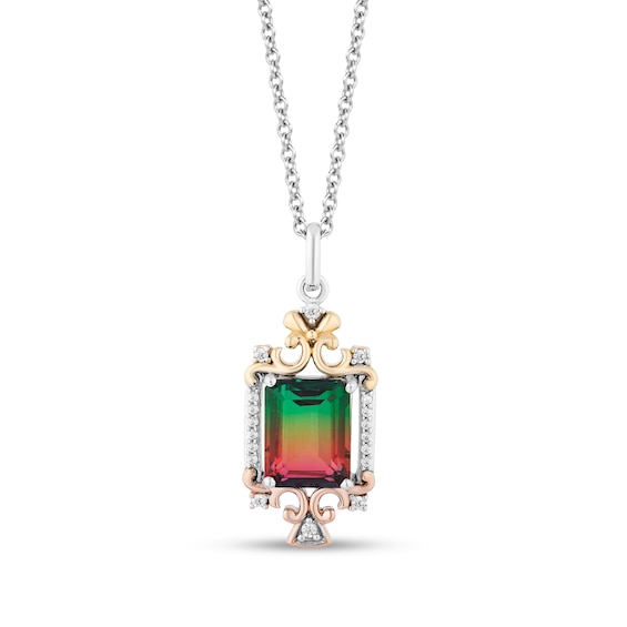 Enchanted Disney Cinderella Quartz and 1/10 CT. T.w. Diamond Stepsister Pendant in Sterling Silver and 10K Gold - 19"