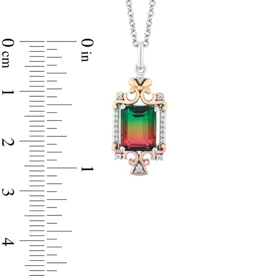 Enchanted Disney Cinderella Quartz and 1/10 CT. T.w. Diamond Stepsister Pendant in Sterling Silver and 10K Gold - 19"
