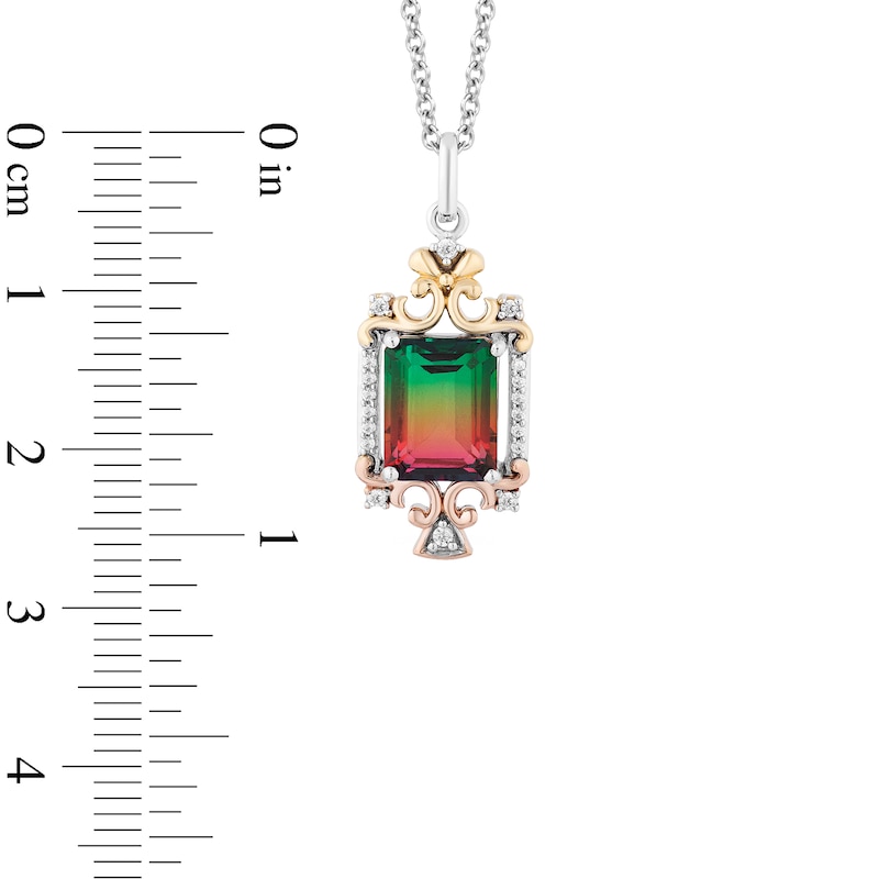 Main Image 3 of Enchanted Disney Cinderella Quartz and 1/10 CT. T.W. Diamond Stepsister Pendant in Sterling Silver and 10K Gold - 19"