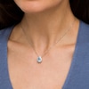 Thumbnail Image 2 of Pear-Shaped Swiss Blue Topaz and White Lab-Created Sapphire Frame Pendant in Sterling Silver