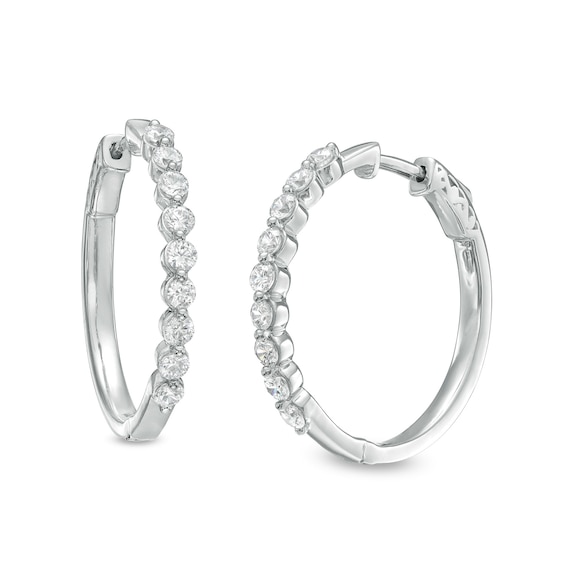 2 CT. T.w. Certified Lab-Grown Diamond Hoop Earrings in 14K White Gold (F/Si2)