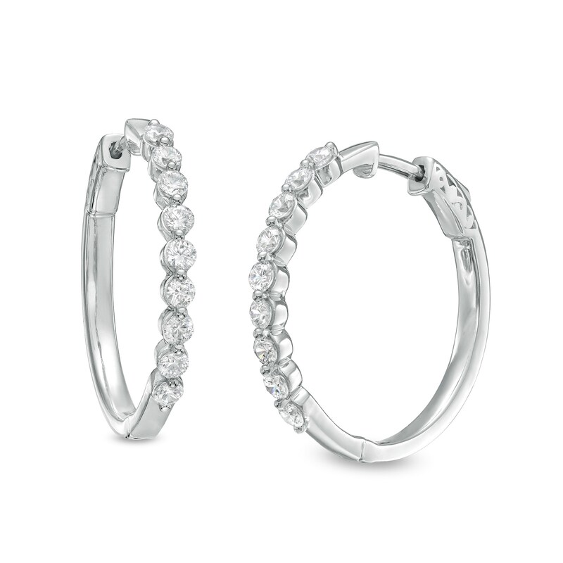 Main Image 1 of 2 CT. T.W. Certified Lab-Grown Diamond Hoop Earrings in 14K White Gold (F/SI2)
