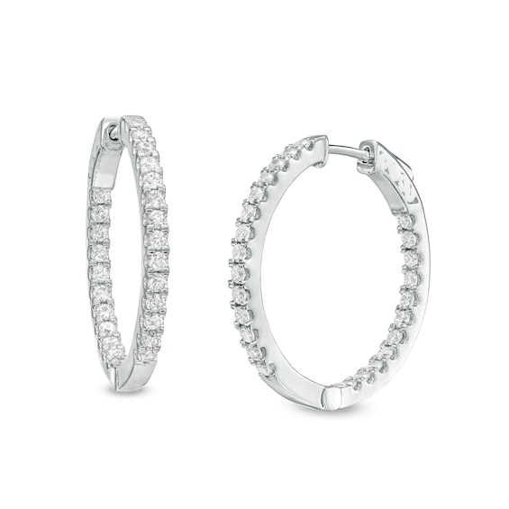CT. T.w. Certified Lab-Grown Diamond Inside-Out Hoop Earrings in 14K White Gold (F/Si2