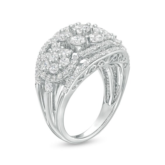 3 CT. T.w. Certified Lab-Grown Multi-Diamond Ring in 14K White Gold (F/Si2)