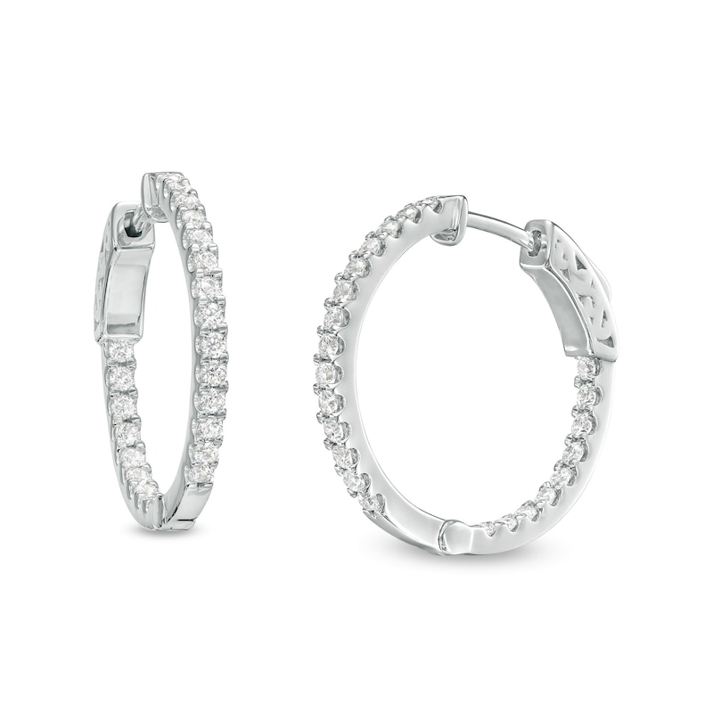 Main Image 1 of 1 CT. T.W. Lab-Grown Diamond Inside-Out Hoop Earrings in 14K White Gold (F/SI2)