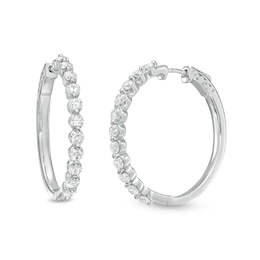 3 CT. T.W. Certified Lab-Grown Diamond Hoop Earrings in 14K White Gold (F/SI2)