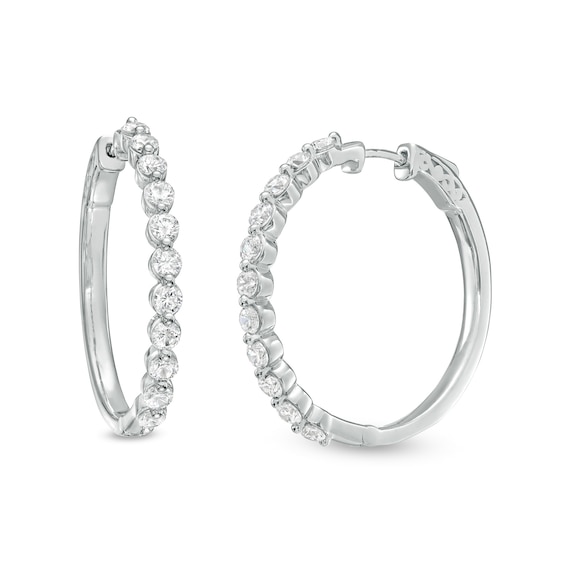 3 CT. T.w. Certified Lab-Grown Diamond Hoop Earrings in 14K White Gold (F/Si2)