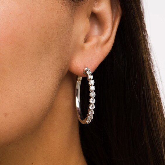 3 CT. T.w. Certified Lab-Grown Diamond Hoop Earrings in 14K White Gold (F/Si2)