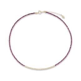 Elliot Young Garnet and Polished Bead Choker Necklace in 14K Gold – 16&quot;