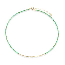 Elliot Young Green Chrysoprase and Polished Bead Choker Necklace in 14K Gold – 16&quot;