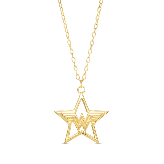 Wonder Womanâ¢ Collection Star with Logo Necklace in 10K Gold