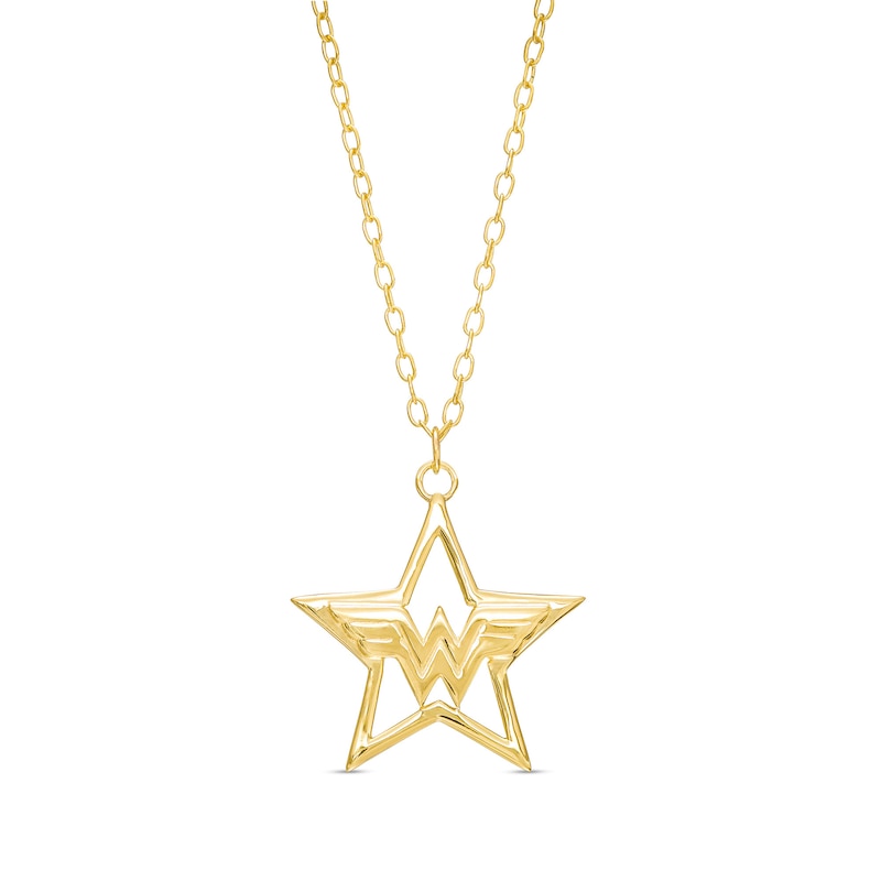 Main Image 1 of Wonder Woman™ Collection Star with Logo Necklace in 10K Gold