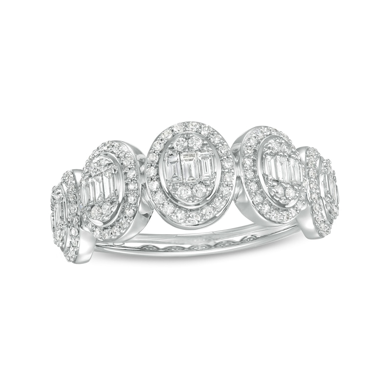 Main Image 1 of Marilyn Monroe™ Collection 5/8 CT. T.W. Oval-Shaped Multi-Diamond Frame Ring in 10K White Gold