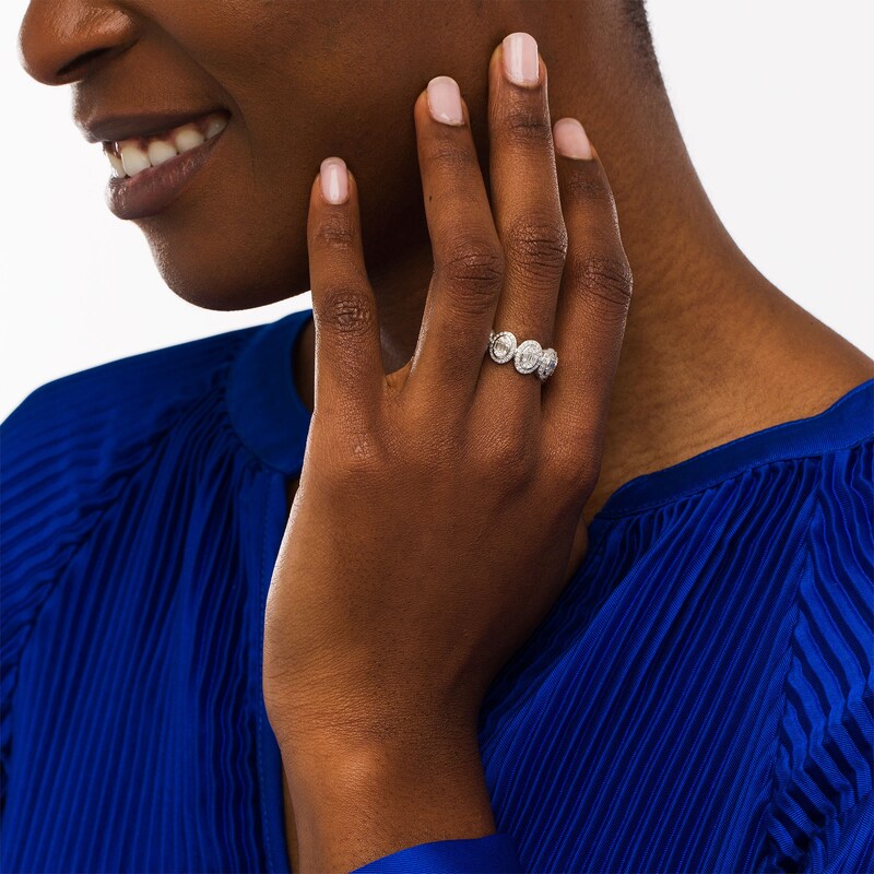 Main Image 3 of Marilyn Monroe™ Collection 5/8 CT. T.W. Oval-Shaped Multi-Diamond Frame Ring in 10K White Gold