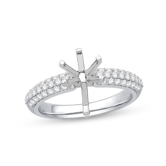 1/2 CT. T.w. Diamond Triple Row Semi-Mount in 14K White Gold