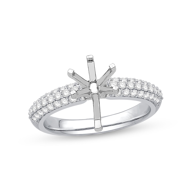 Main Image 1 of 1/2 CT. T.W. Diamond Triple Row Semi-Mount in 14K White Gold