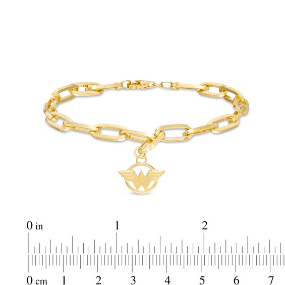 Wonder Womanâ¢ Collection Logo Paper Clip Link Bracelet in 10K Gold â 7.5"