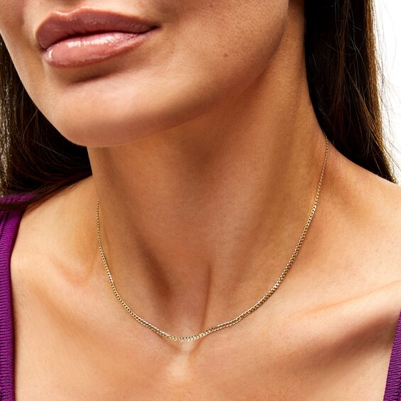 2.0mm Curb Chain Necklace in Solid 14K Gold - 16"