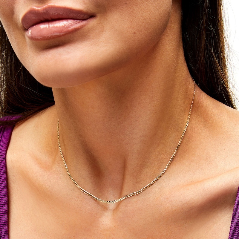 Main Image 2 of 2.0mm Curb Chain Necklace in Solid 14K Gold - 16"