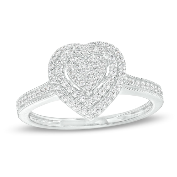 Diamond Double Heart Promise or Anniversary Ring