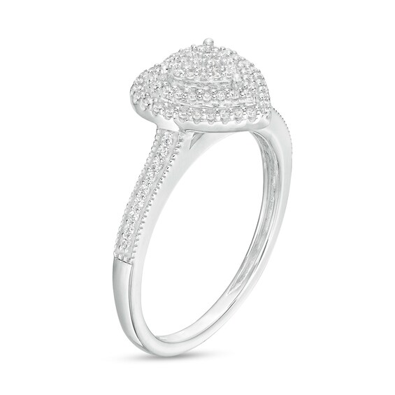 1/4 CT. T.w. Heart-Shaped Multi-Diamond Double Frame Promise Ring in Sterling Silver