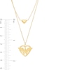 Thumbnail Image 3 of Wonder Woman™ Collection Heart with Logo and Mini Puff Heart Double Strand Necklace in 10K Gold - 21.5"