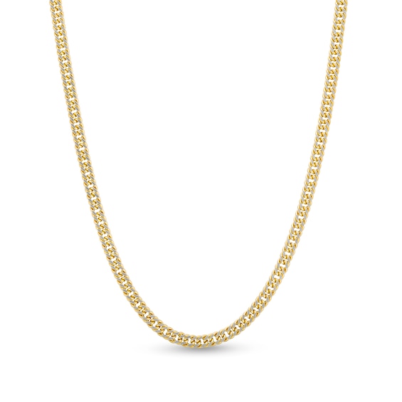 3.0mm Cuban Curb Chain Necklace in Hollow 10K Two-Tone Gold - 18"