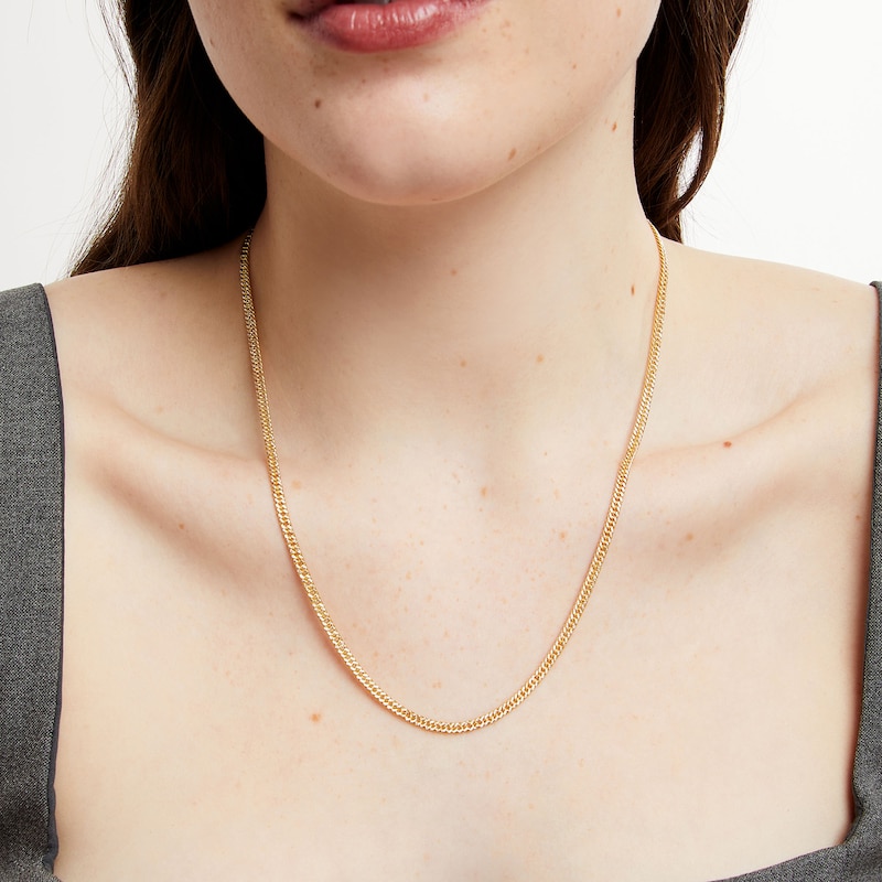 Main Image 2 of 3.0mm Cuban Curb Chain Necklace in Hollow 10K Two-Tone Gold - 18"