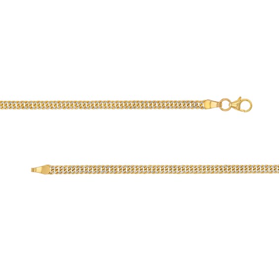 3.0mm Cuban Curb Chain Necklace in Hollow 10K Two-Tone Gold - 18"