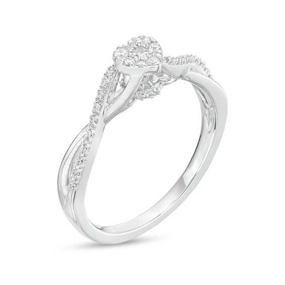1/6 CT. T.w. Heart-Shaped Multi-Diamond Twist Shank Promise Ring in Sterling Silver