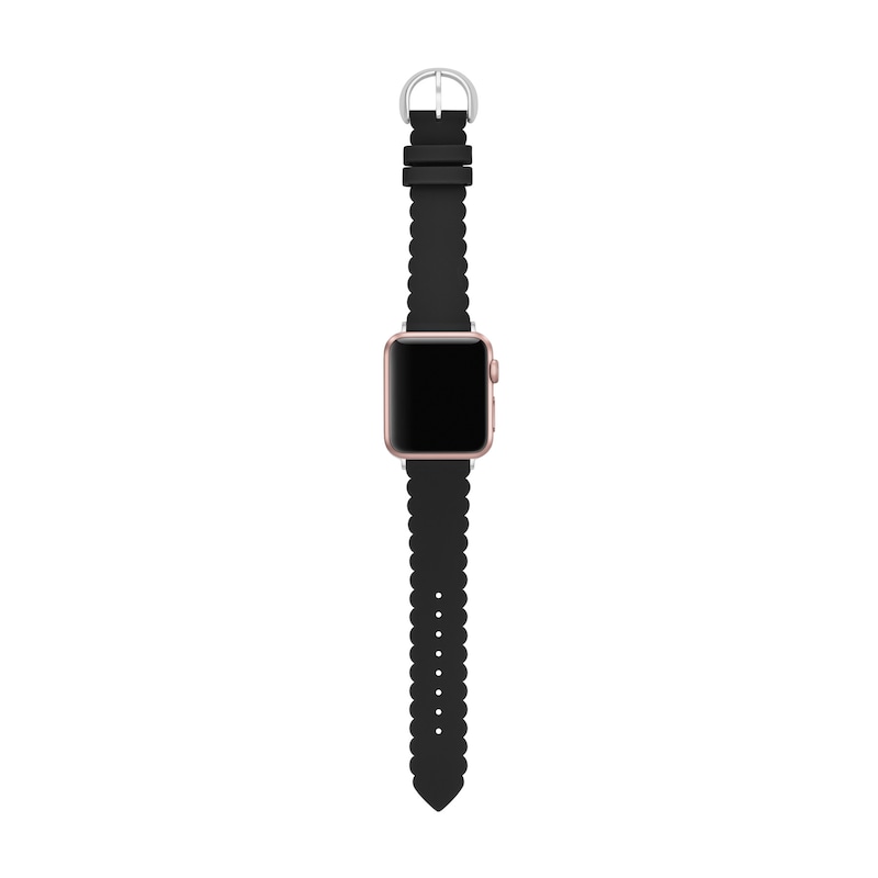 Ladies' Kate Spade Apple Straps Interchangeable Scallop Black Silicone Strap Band Attachment (Model: KSS0018)