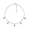 Thumbnail Image 2 of Pear-Shaped Amethyst Five Stone Dangle Station Anklet in Sterling Silver – 10"