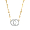 Thumbnail Image 1 of 1/10 CT. T.W. Diamond Entwined Double Circle Necklace in 10K Gold