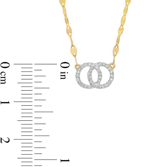 1/10 CT. T.w. Diamond Entwined Double Circle Necklace in 10K Gold
