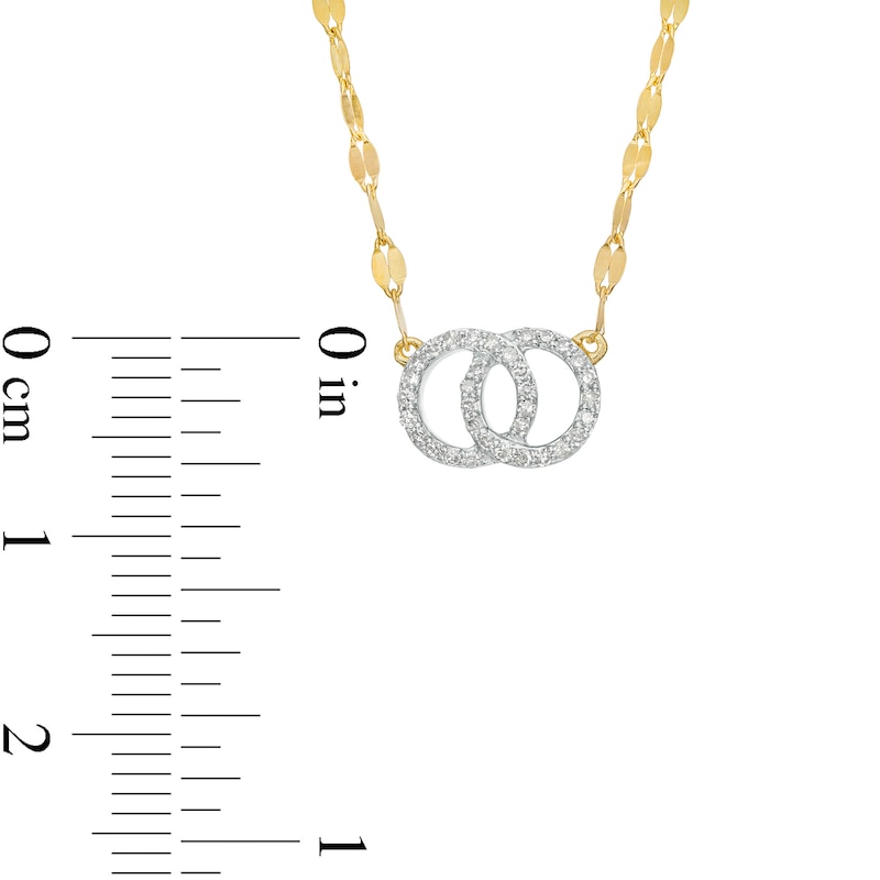Main Image 4 of 1/10 CT. T.W. Diamond Entwined Double Circle Necklace in 10K Gold