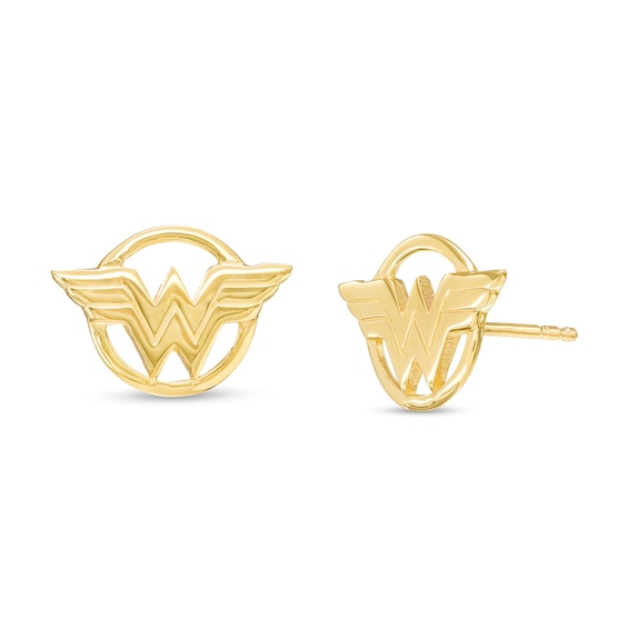 Wonder Woman™ Collection Logo Stud Earrings in 10K Gold