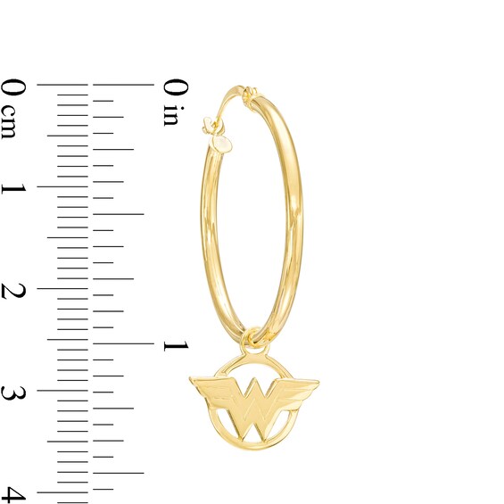 Wonder Woman™ Collection Logo Hoop Earrings in 10K Gold