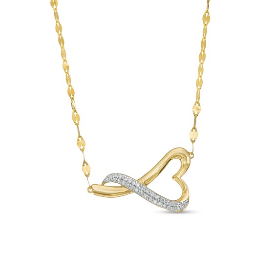 1/6 CT. T.w. Diamond Sideways Twisted Heart Necklace in 10K Gold