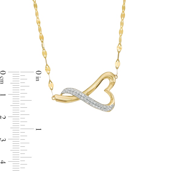 1/6 CT. T.w. Diamond Sideways Twisted Heart Necklace in 10K Gold