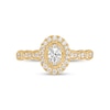 Thumbnail Image 4 of 1/2 CT. T.W. Oval-Shaped Multi-Diamond Frame Scallop Shank Vintage-Style Engagement Ring in 10K Gold